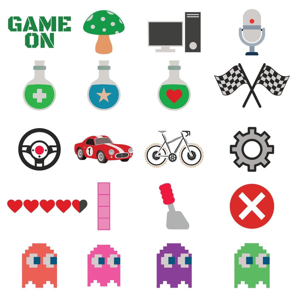 pack of game icon illustration, Gamer Digital File, Gaming Equipment Clipart, Game Lover Design sublimation vector