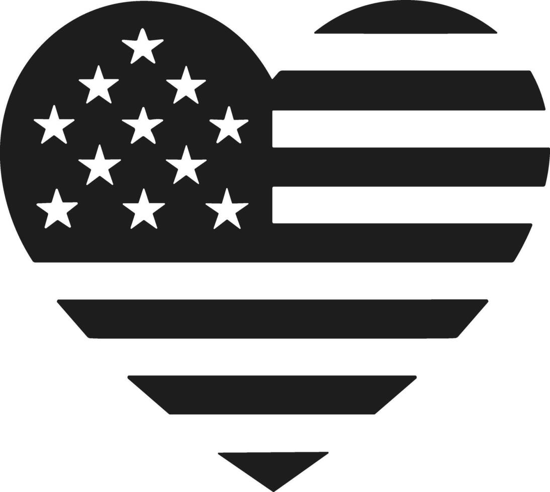 Stylized Heart American Flag Silhouette - Patriotic USA for Independence Day vector