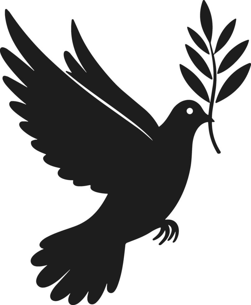 Dove with Olive Branch Silhouette - Peace Symbol Illustration vector