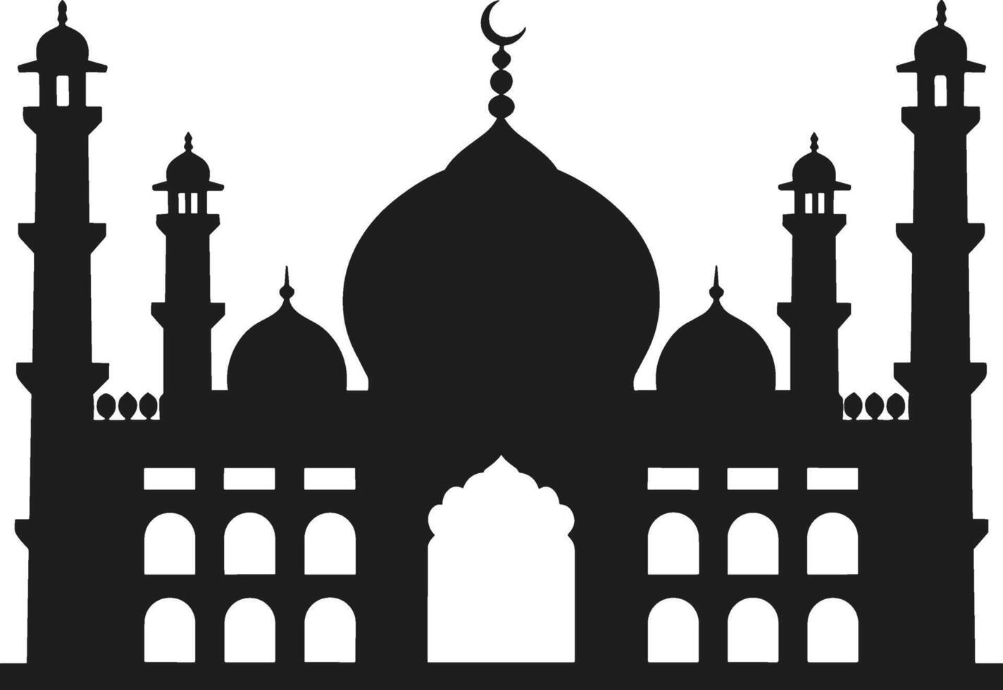 Islamic Mosque Silhouette - Elegant Minarets and Domes for Religious and Cultural Art vector