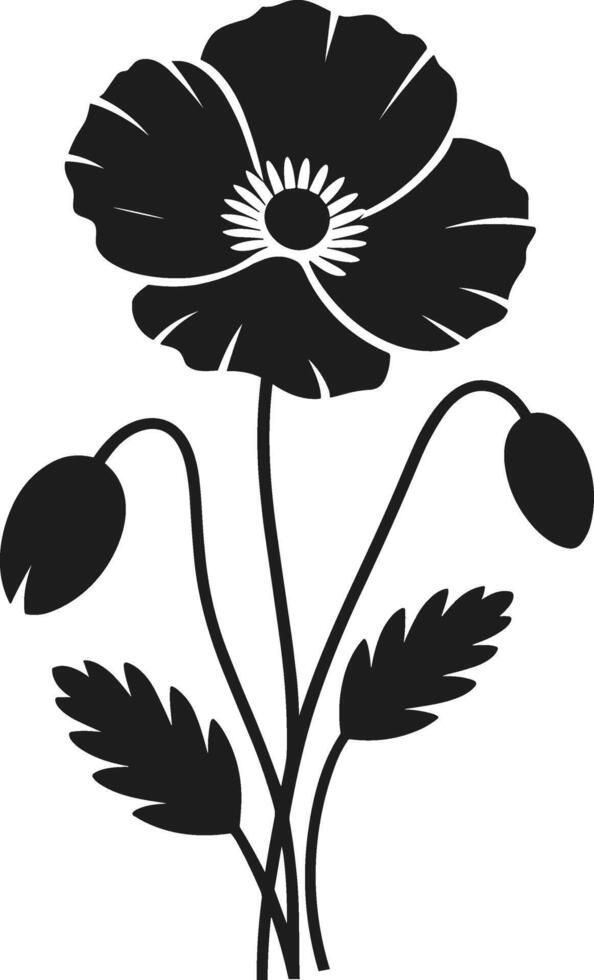 Poppy Flower Silhouette - Elegant Floral Design for Nature and Botanical Projects vector