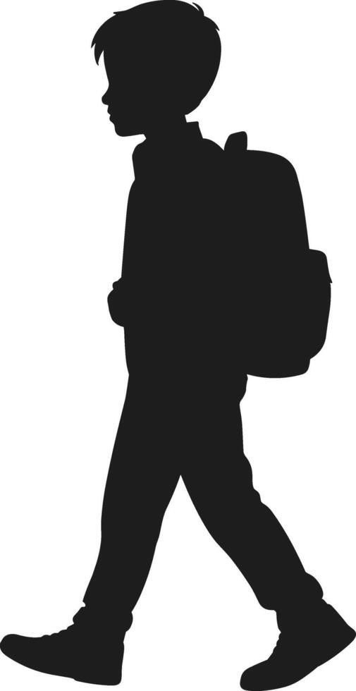 Back to School Silhouette - Boy Walking with Backpack Illustration vector
