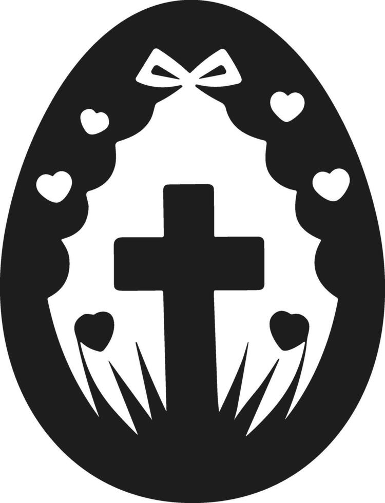 Religious Easter Egg with Cross and Heart Decorations vector
