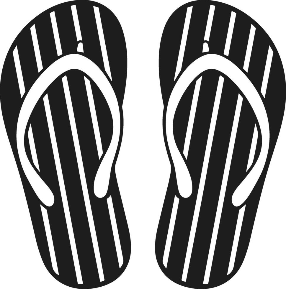 Striped Flip Flops Silhouette - Summer Beach Sandals Icon Illustration vector