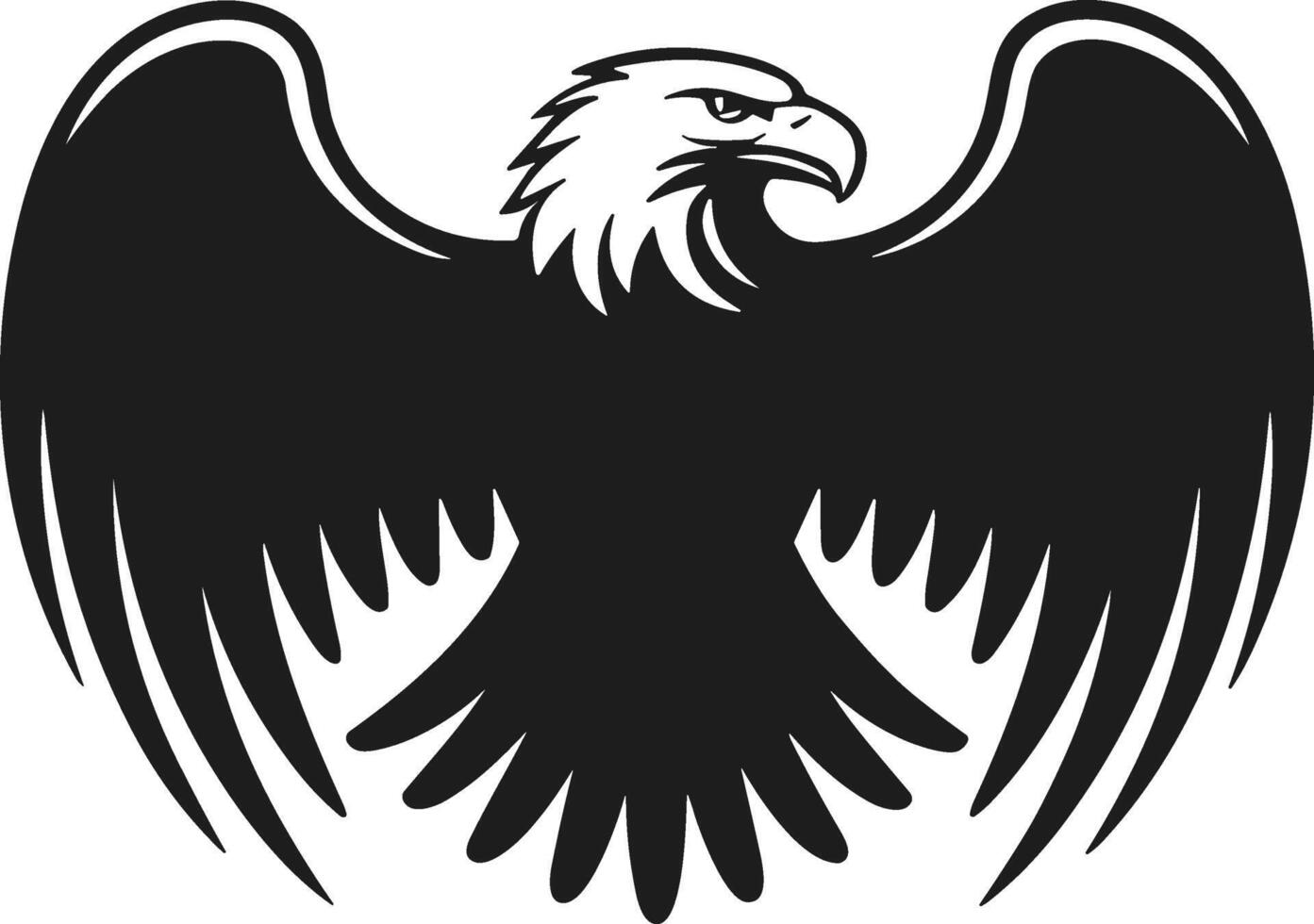 Strong Eagle Silhouette with Outstretched Wings - Bold Emblem Design vector