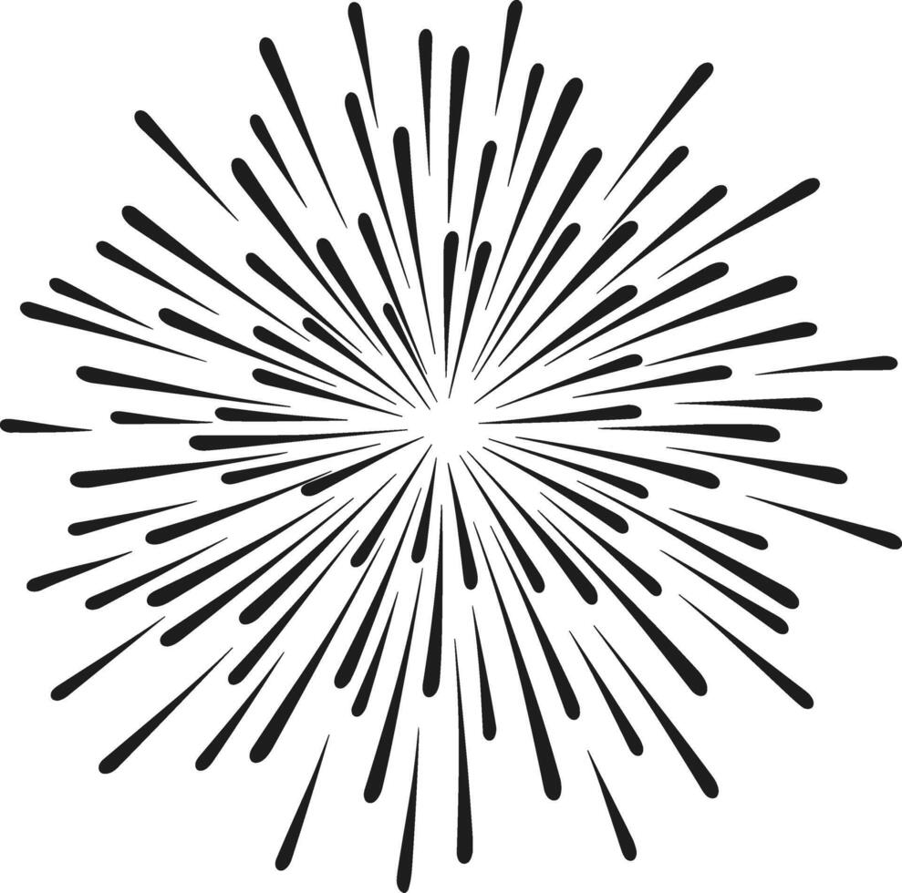 Vintage Firework Burst Silhouette - Retro Radial Sunburst Element vector