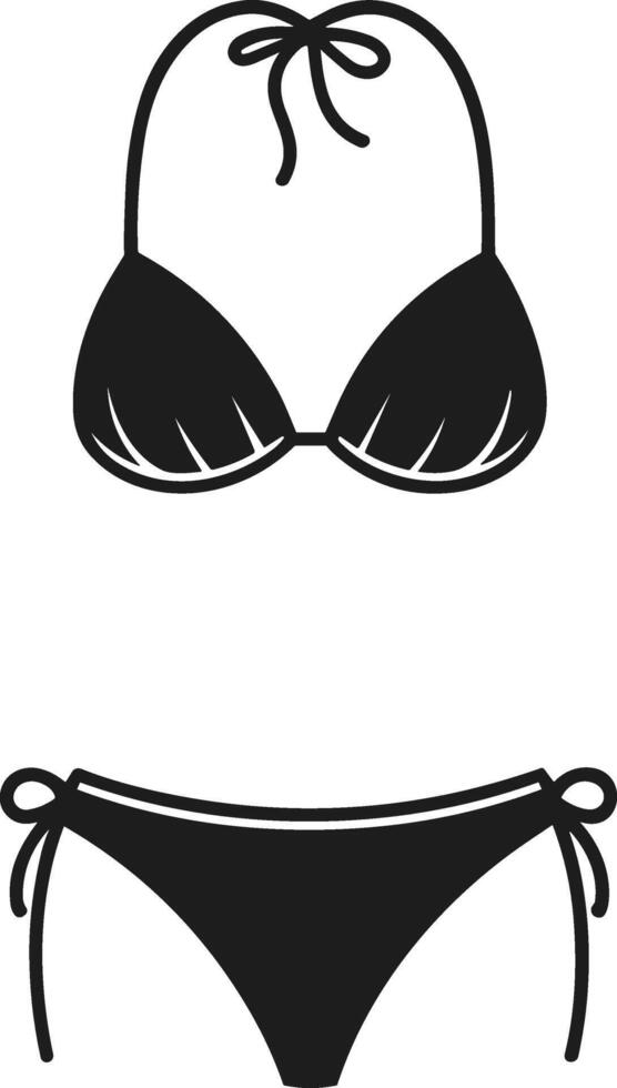 Trendy Bikini Silhouette for Summer Beach and Swimwear Themes vector