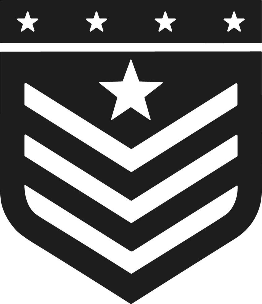 A Military Rank Badge Silhouette with Chevron Stripes and Stars vector