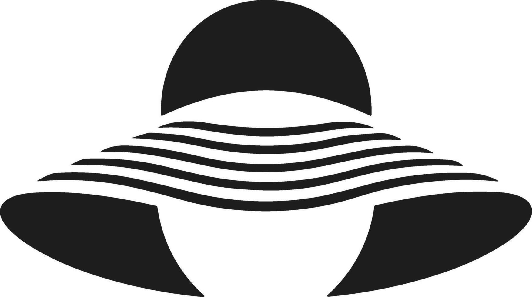 Modern Sun Hat Silhouette - Chic Wide Brim Hat for Summer and Beach Designs vector