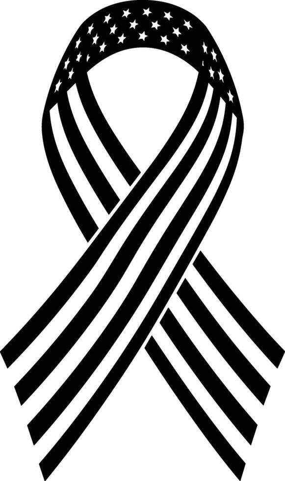 American Flag Ribbon Silhouette - Patriotic Symbol of Unity and Support vector