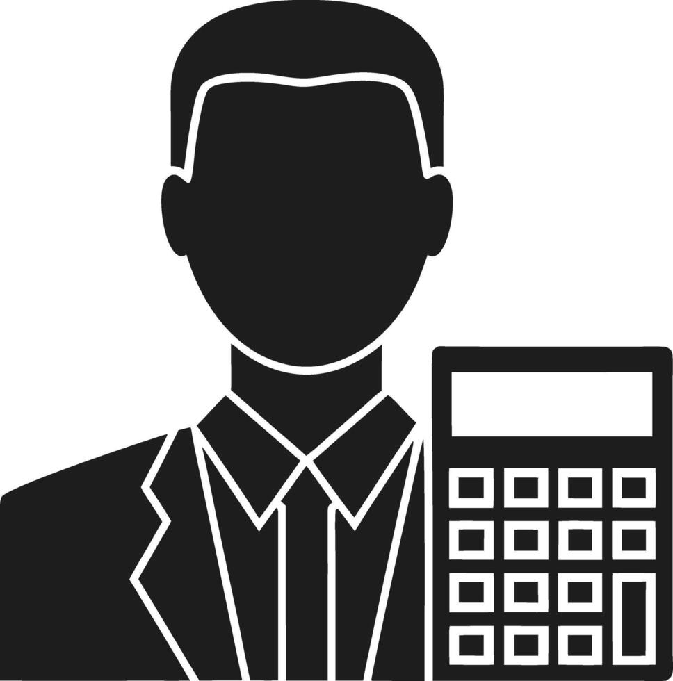 Silhouette of Businessman with Calculator - Accounting and Finance Concept Icon vector