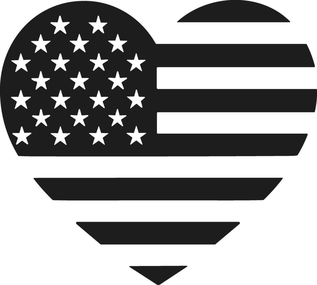 Heart-Shaped American Flag Silhouette - Patriotic USA Independence Day Design vector