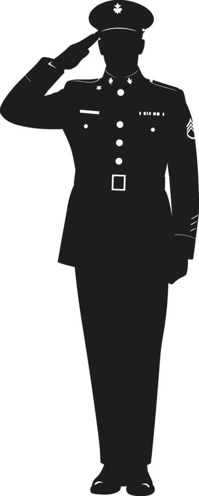 Saluting Military Officer Silhouette - Illustration of Uniformed Service Member vector
