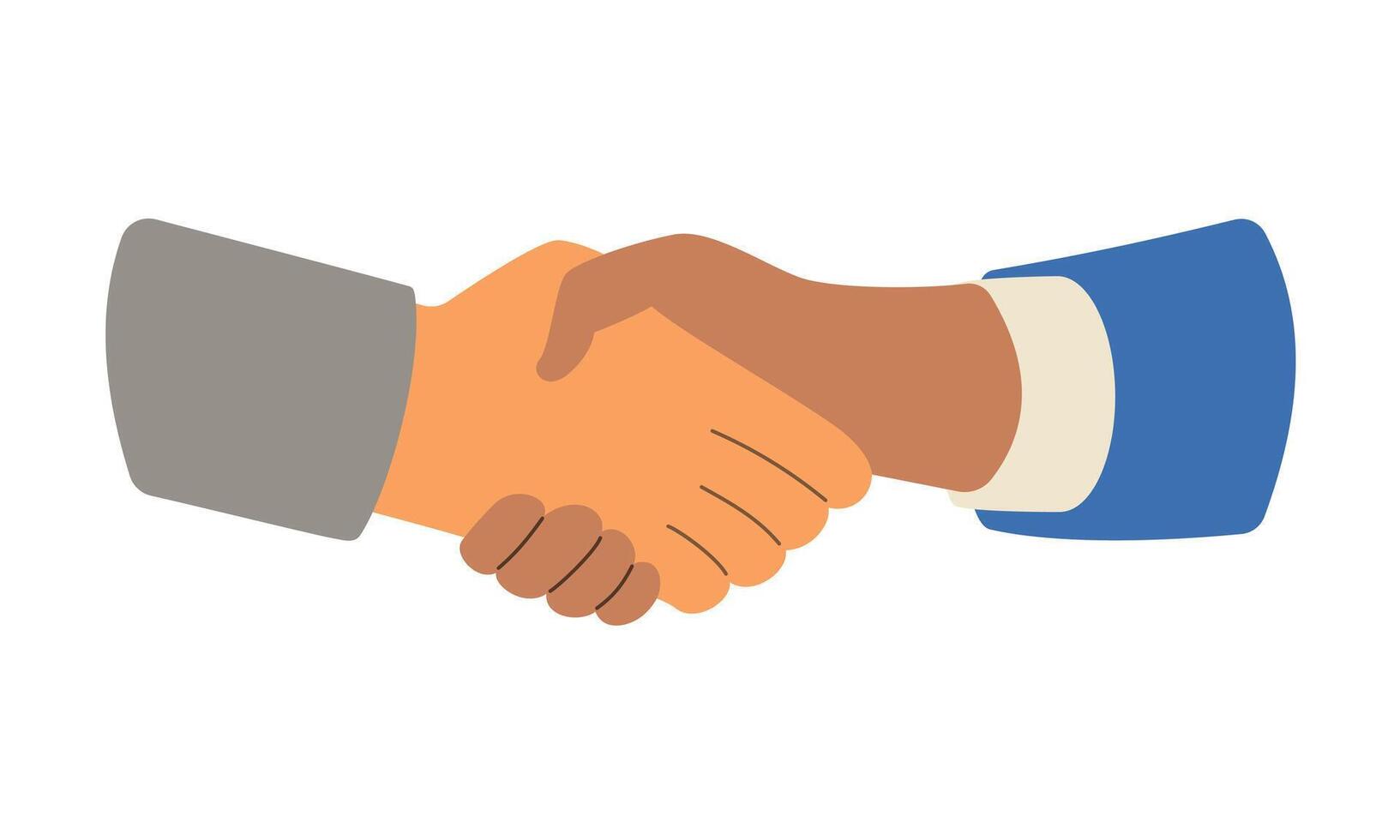 Two diverse business professionals shaking hands. The image symbolizes partnership, trust, and successful cooperation in a corporate context. vector