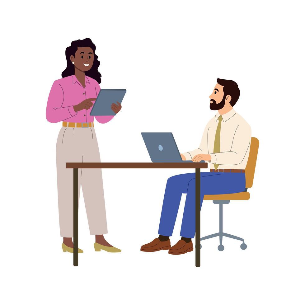 Mentor Coaching a Colleague in a Business Meeting vector