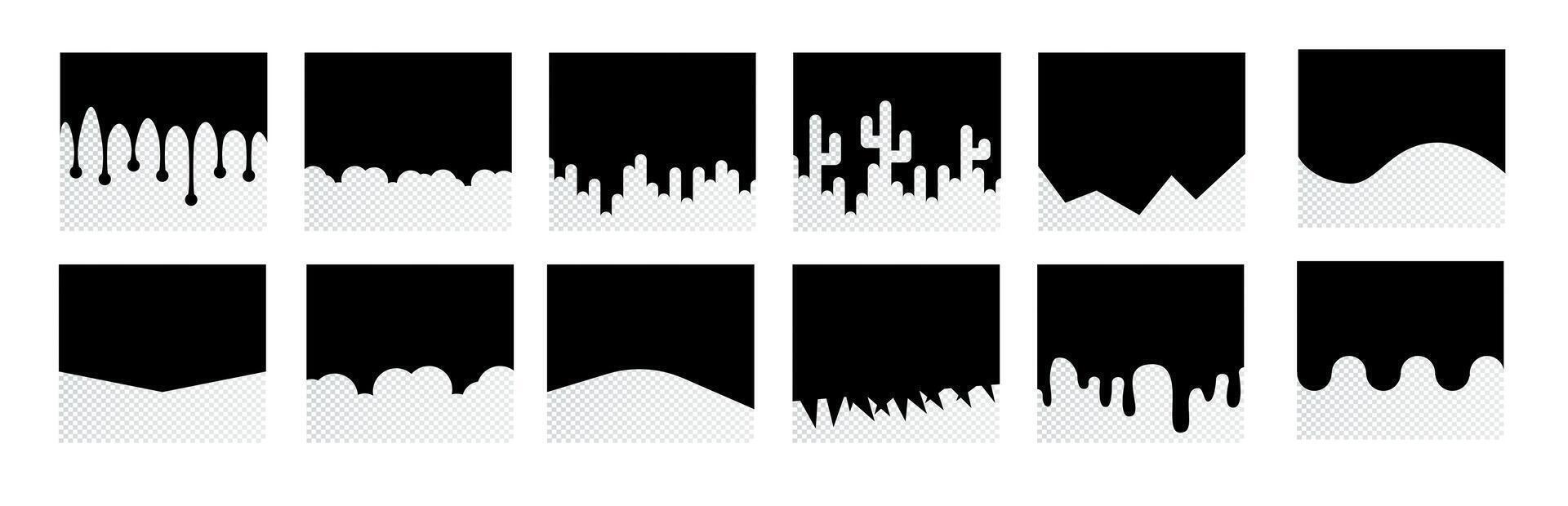 Set of Template Dividers Shapes for Website. Collection of Design Element for Top, Bottom Page Web Site. Divider Header for App, Banners or Posters. vector