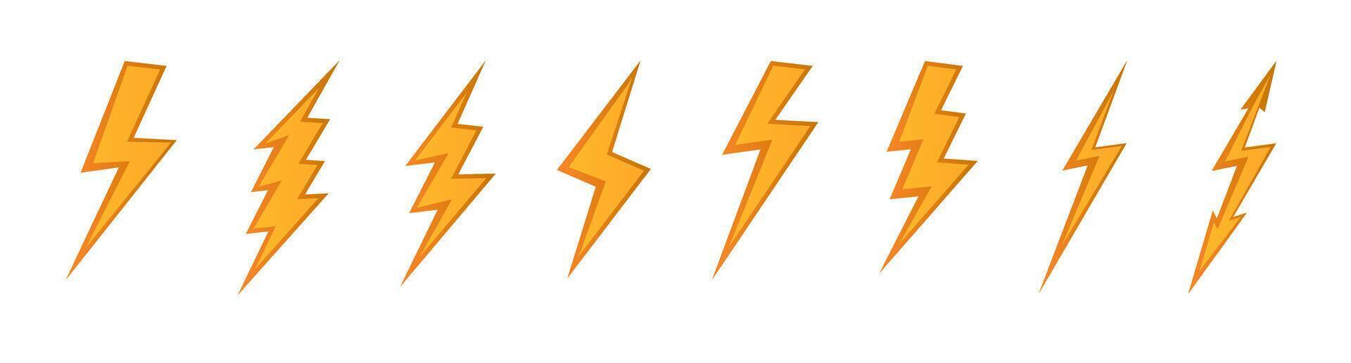 Lightning. Set Lightning bolt. Thunderbolt, lightning strike. flat style illustration. vector