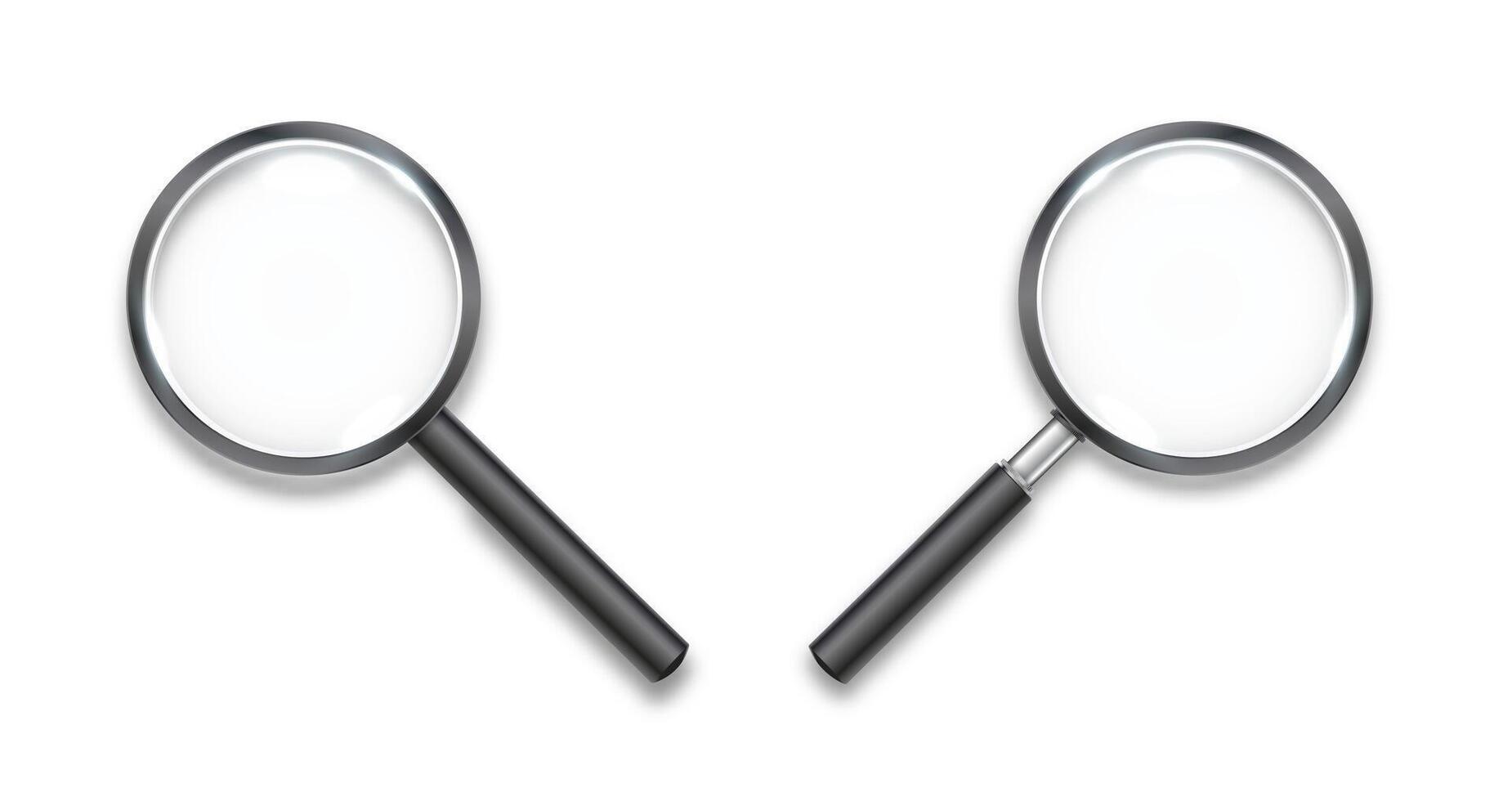 Search icon . Magnifying Glass Isolated On White Background, With Gradient Mesh. Realistic Magnifying glass with shadow vector