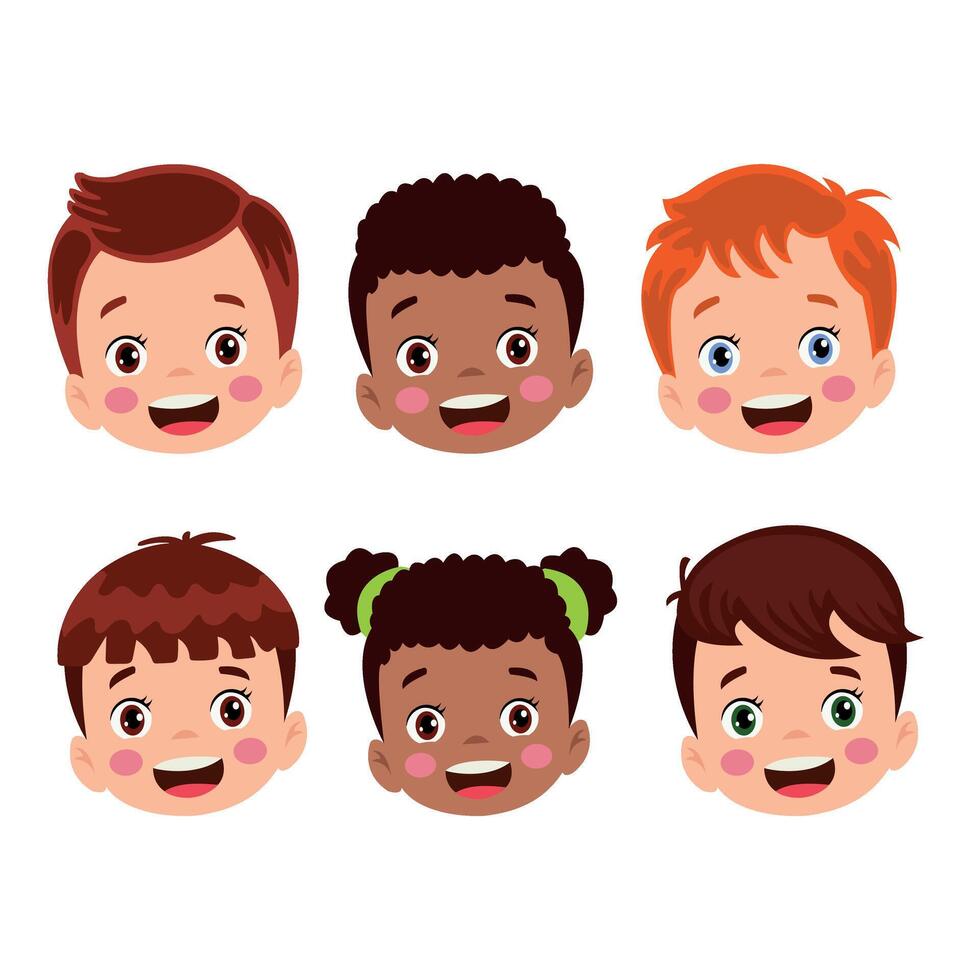 Children's faces illustration vector