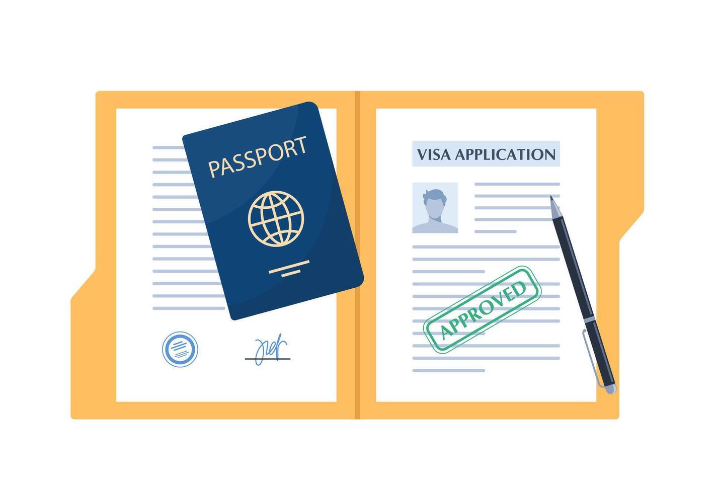 Visa application document. Visa application form, passport. World travel, tourism, holidays concept vector
