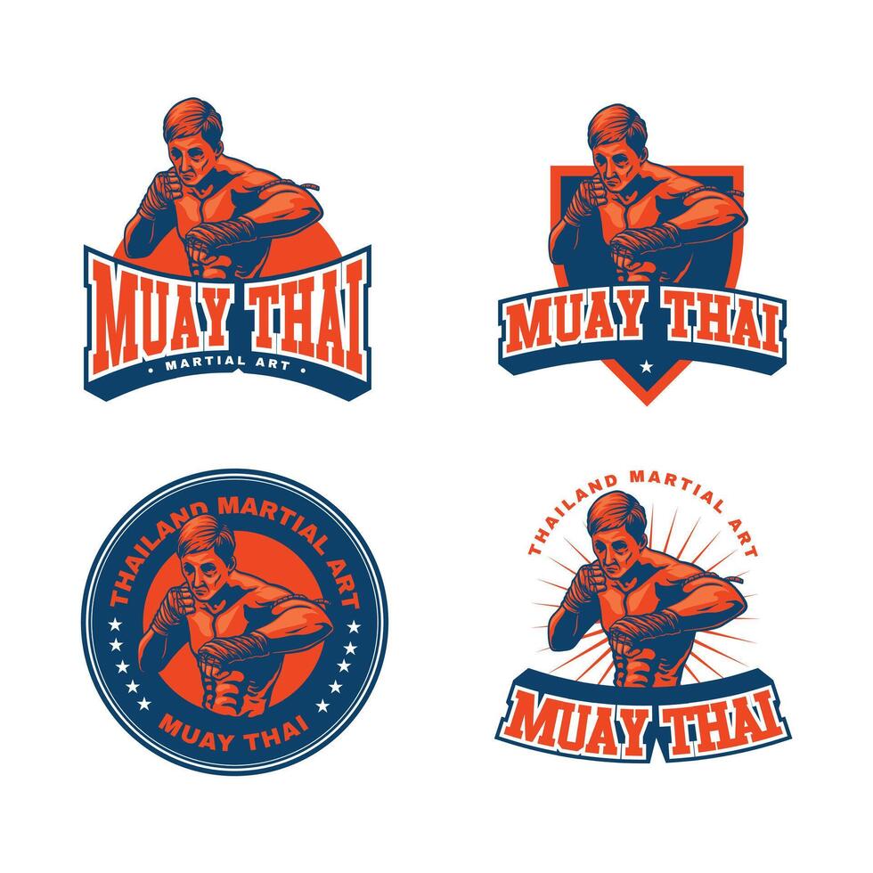 muay thai artwork set for logo vector