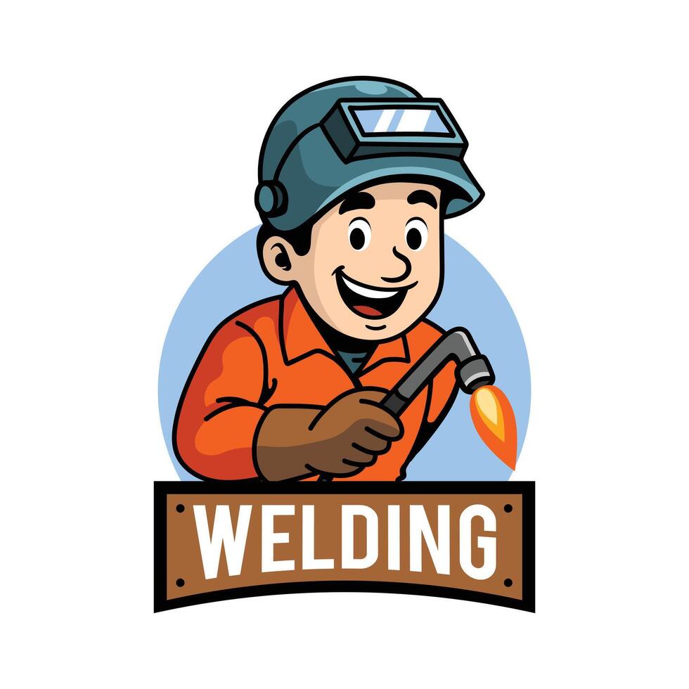 cartoon style of welder icon vector
