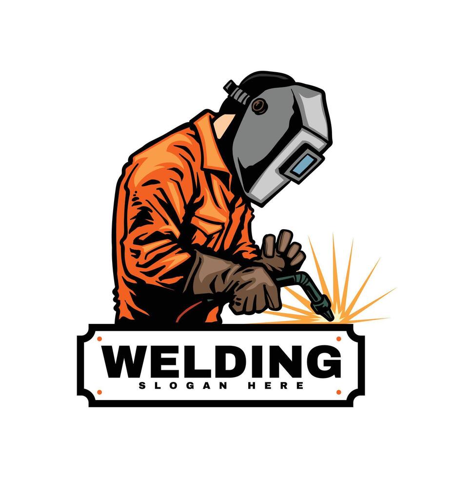 simple welder logo design vector