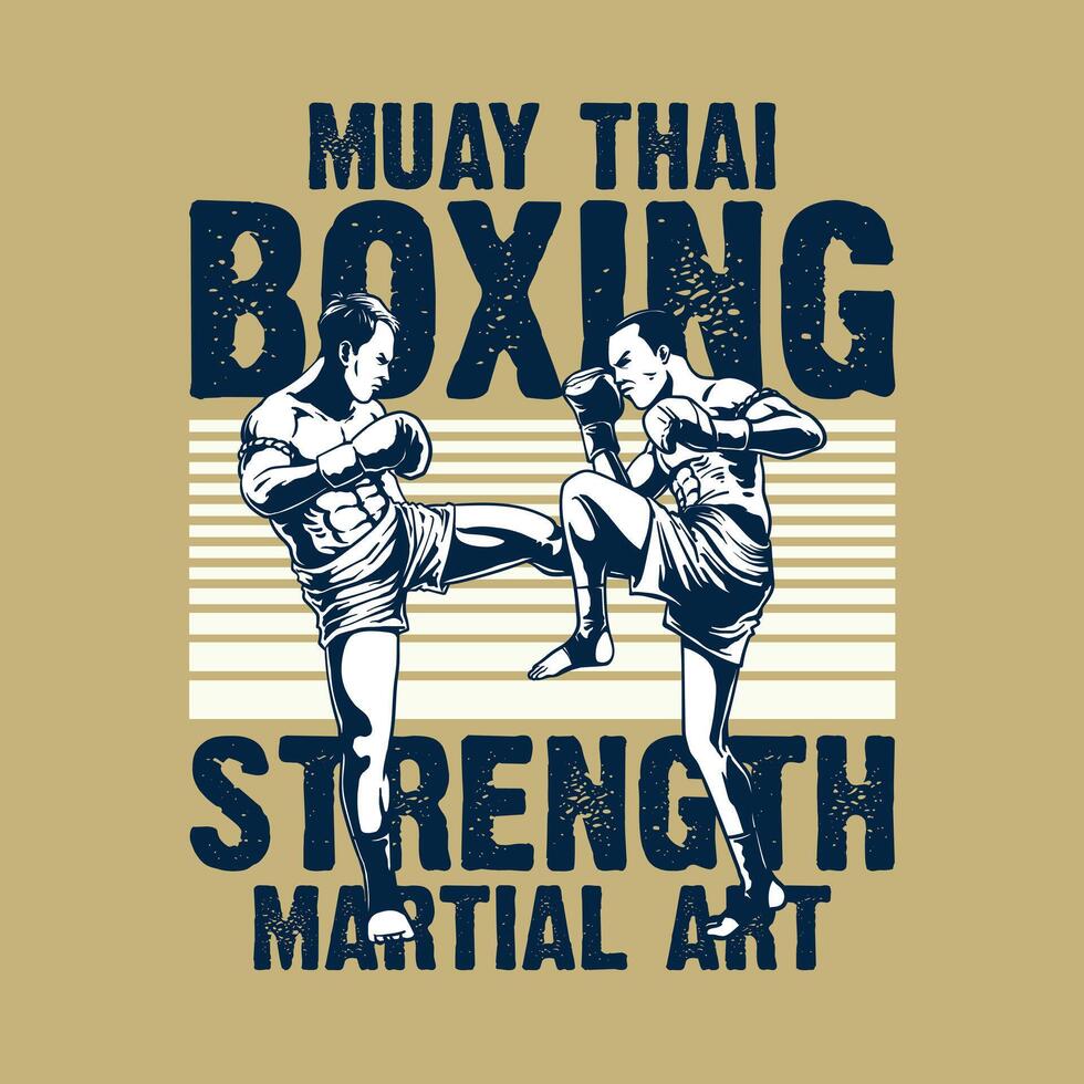 muay thai retro style vector