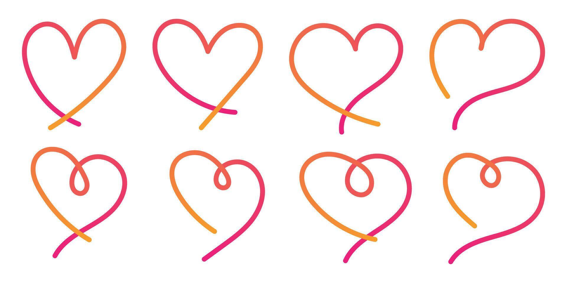 Collection of stylized hearts for love and romance vector