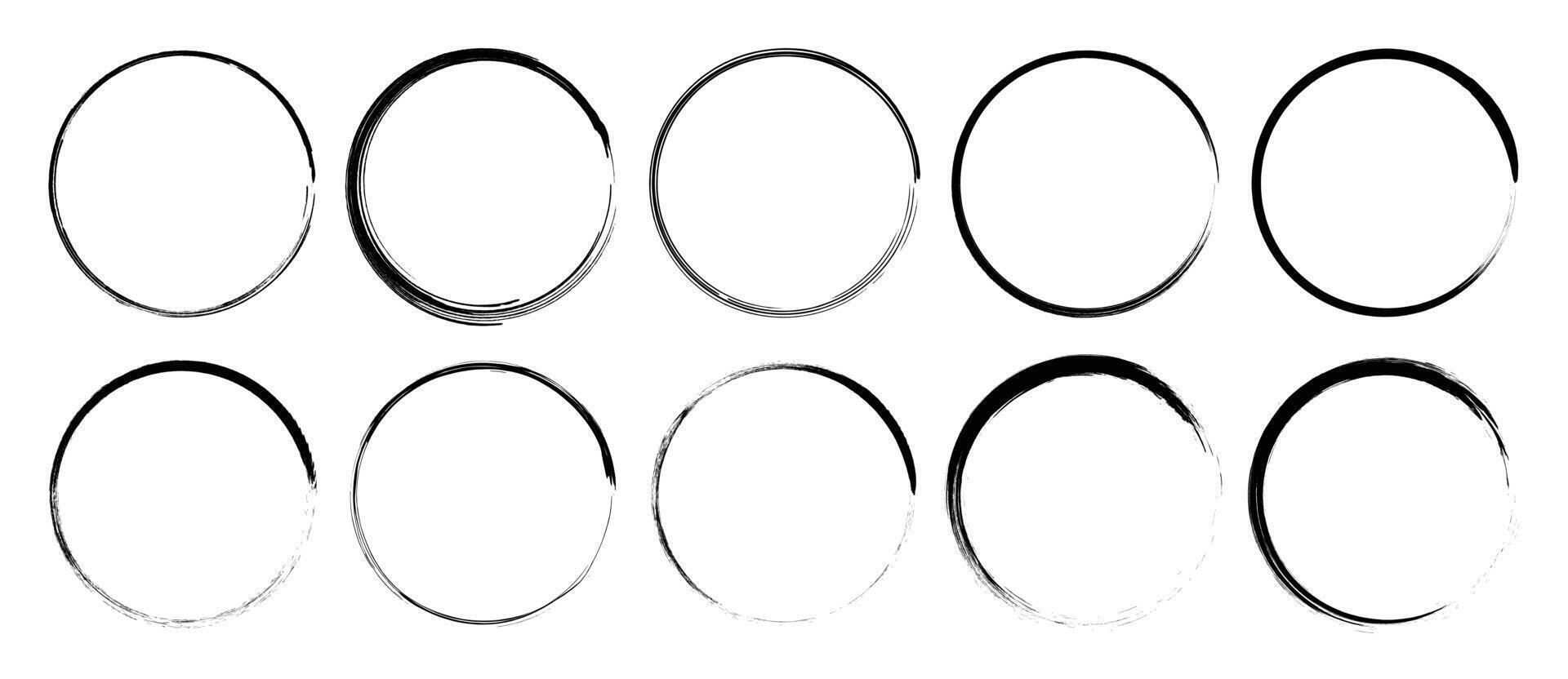 Simple Outline brushstroke Circles vector