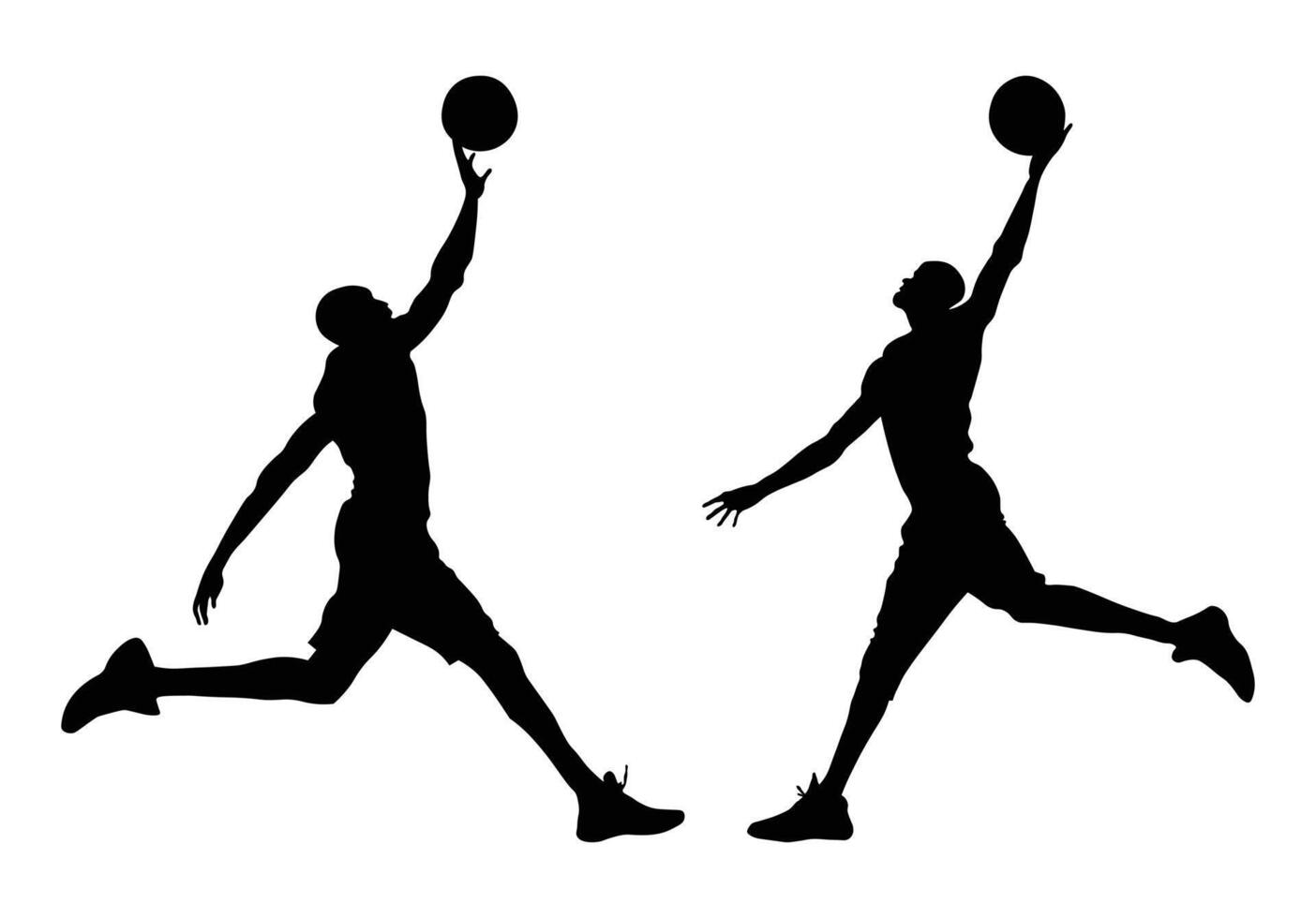 Silhouette illustration of basketball player performing vector