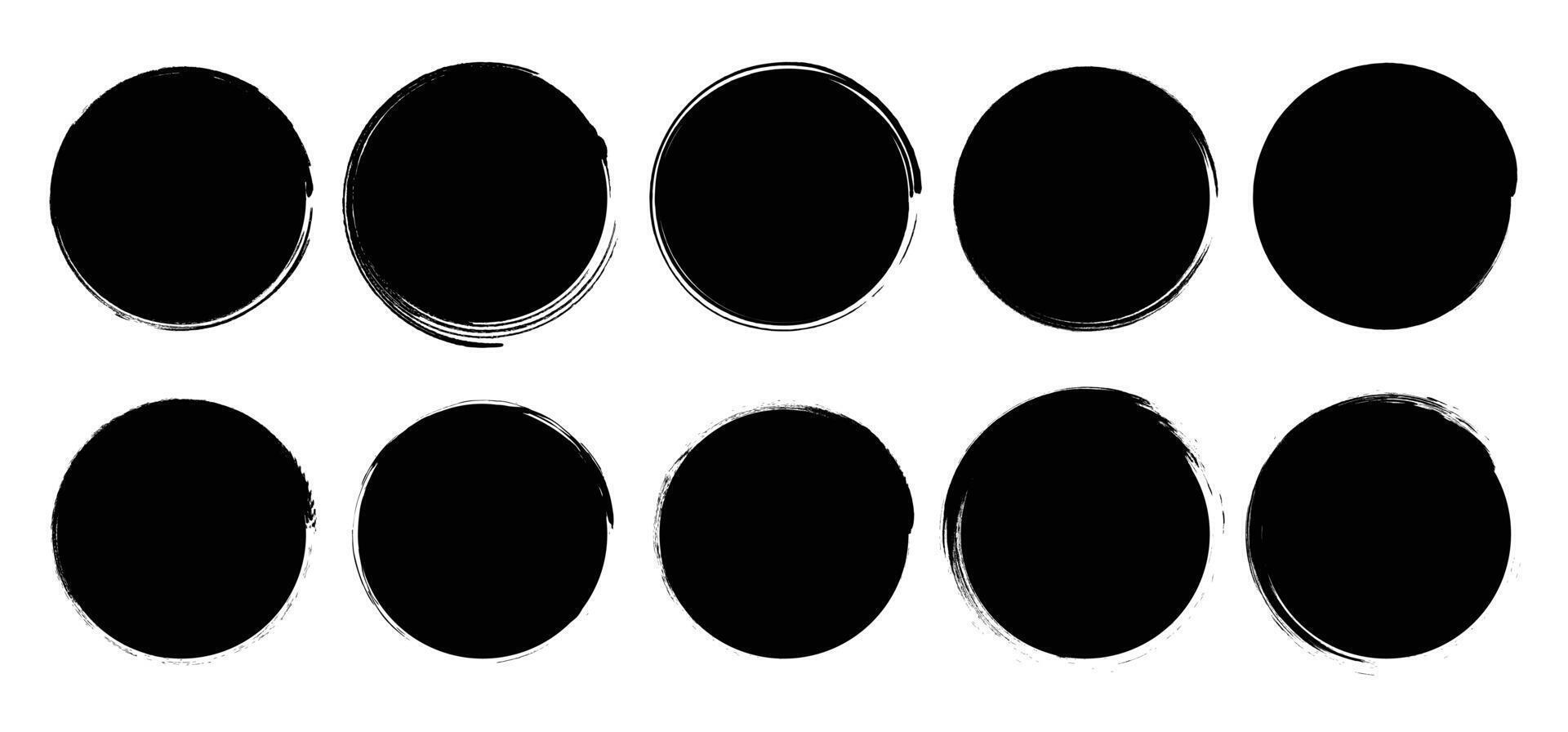 Hand drawn black circle shapes isolated on white background vector