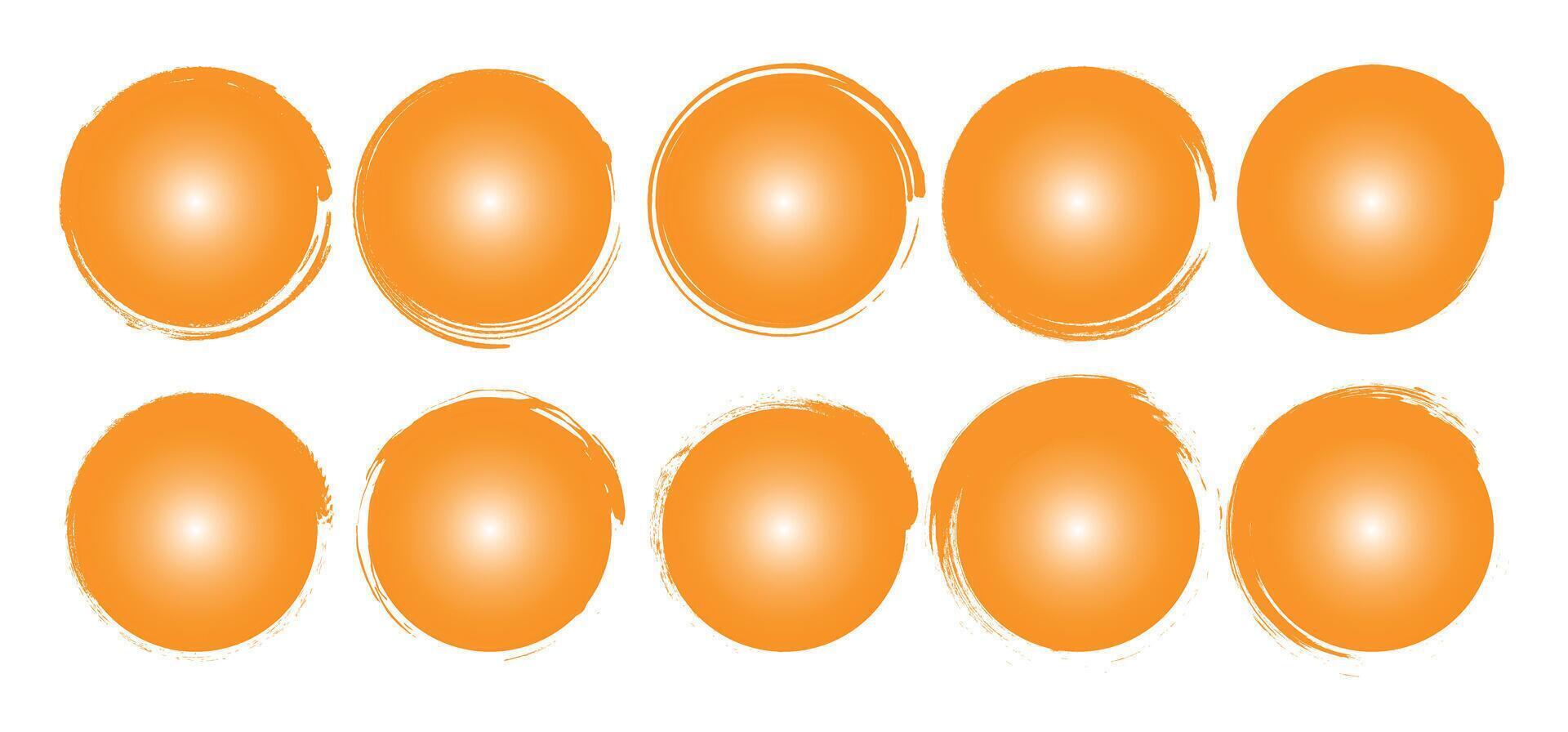 Simple Orange Circles with Brush Strokes on white background vector