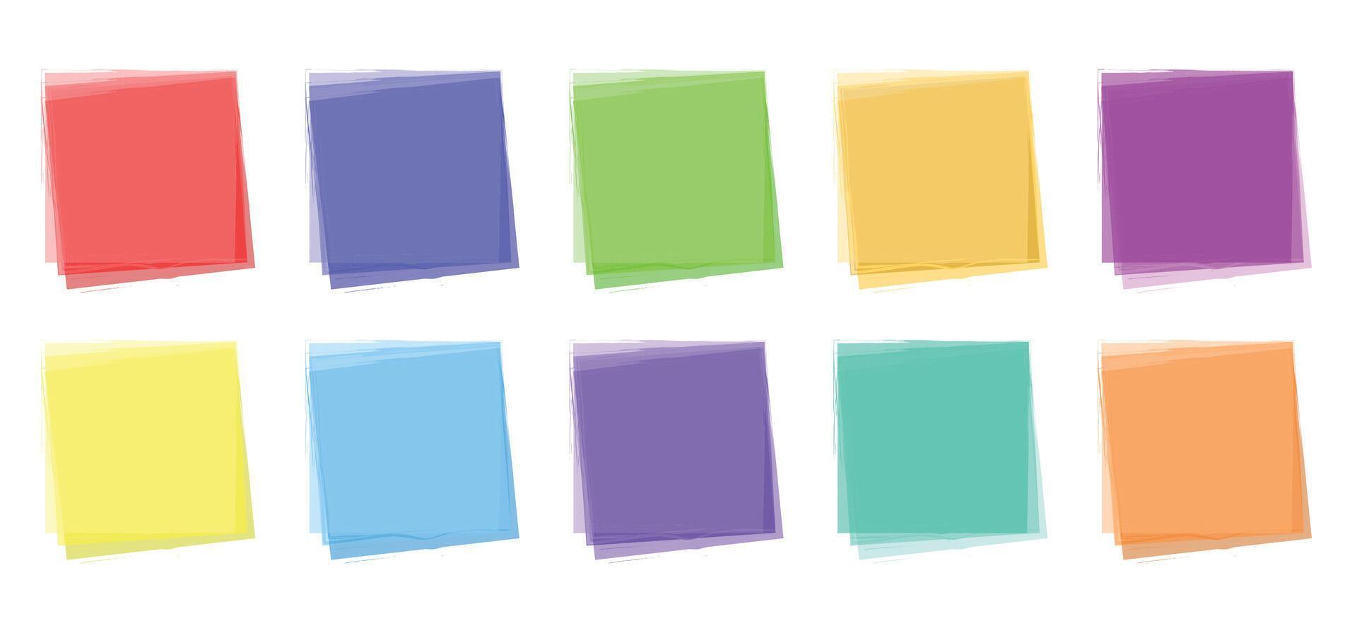 Set of colorful sticky notes. Rough edge paper frames. vector