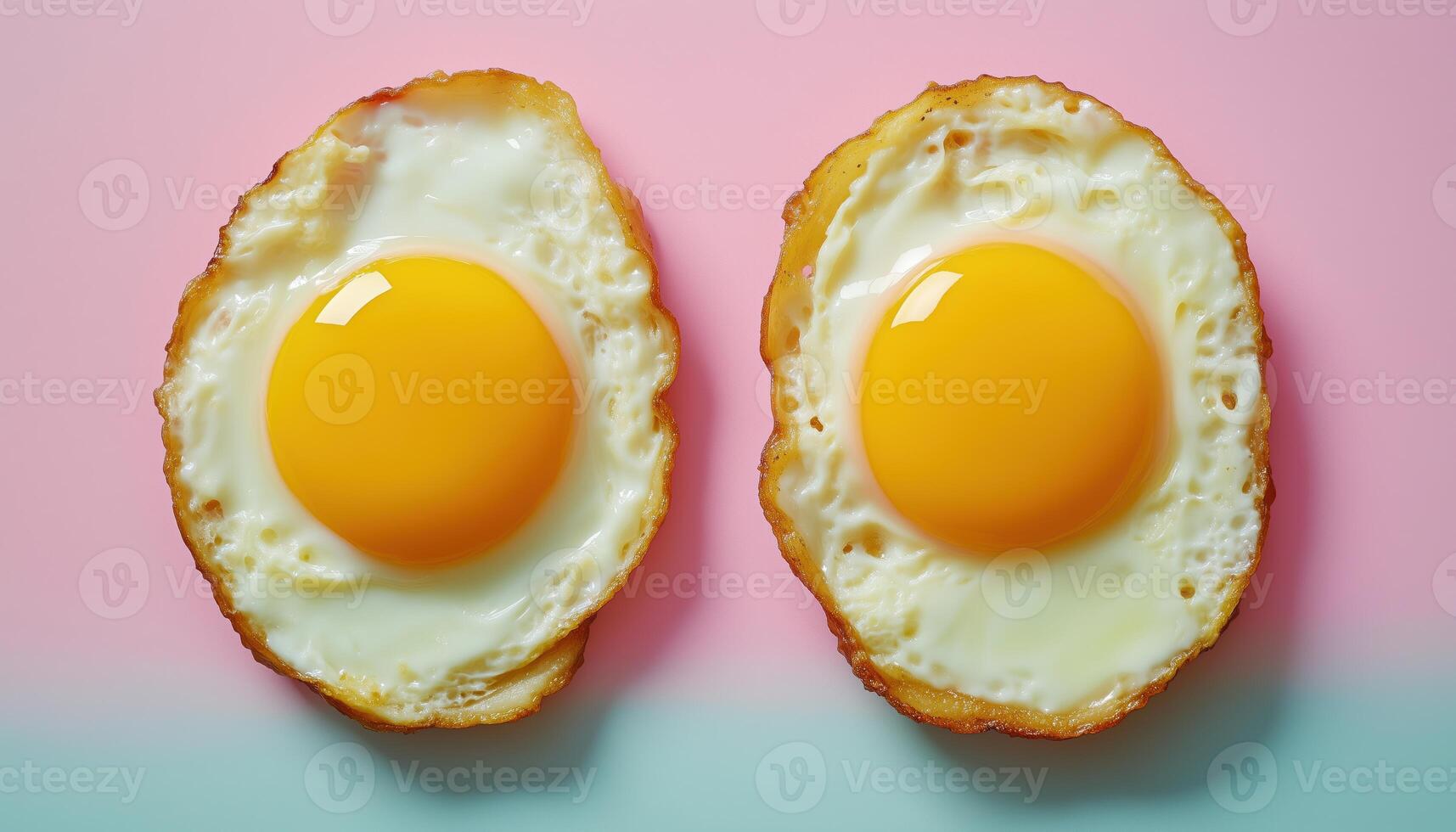 Selective Focus On A Healthy Breakfast Of Two Fried Eggs And Bacon photo