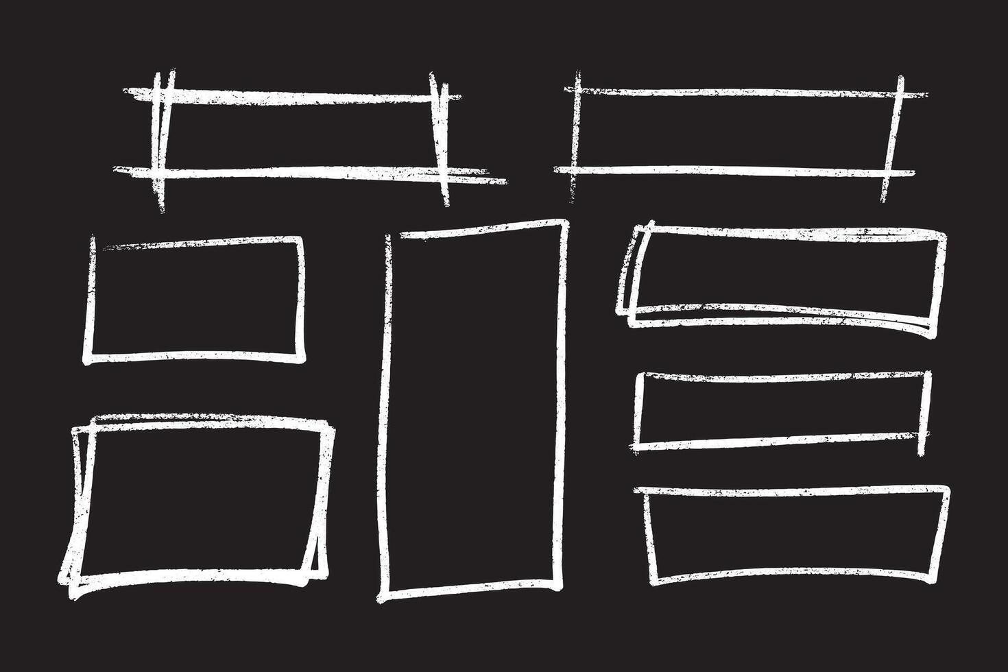 Sketchy crayon or chalk rectangle highlight set - hand drawn rough marker shapes vector