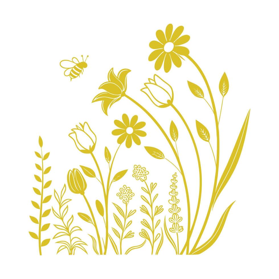 Beautiful Flower Plants Garden flat style illustration vector
