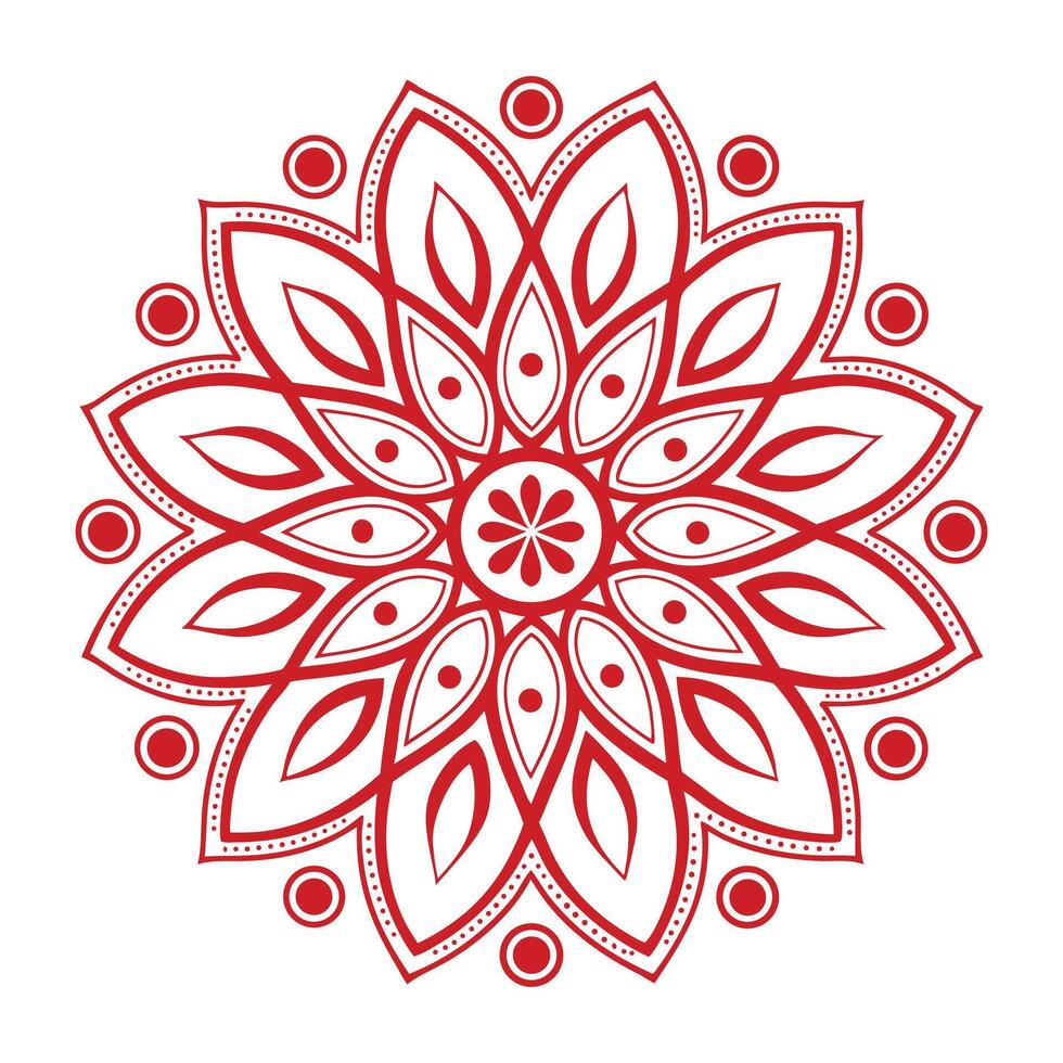 Red And White Floral Mandala Illustration And Clean Design vector