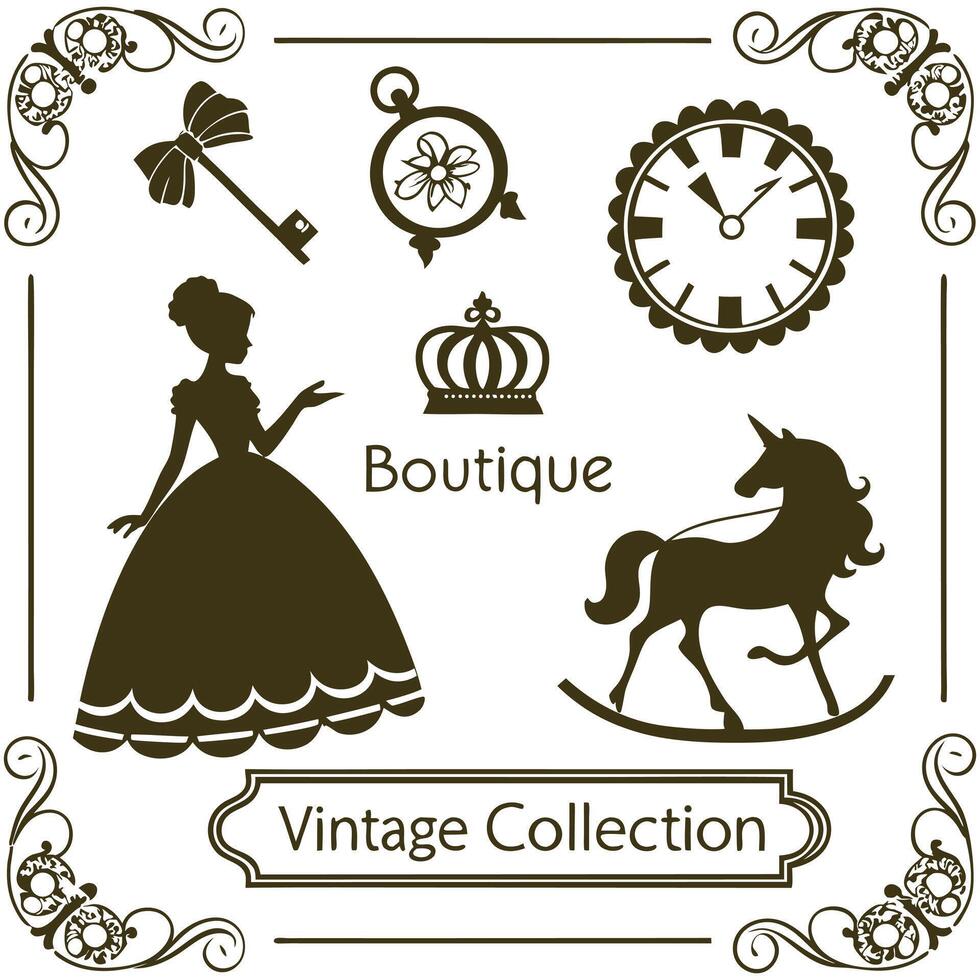 Princess Silhouette Royal Frame Sample vector