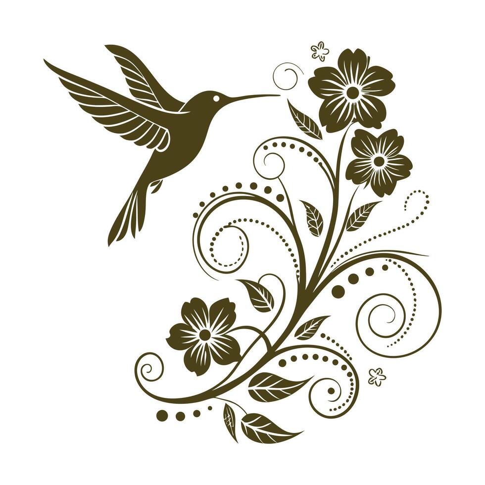 Line art humming and flower vector