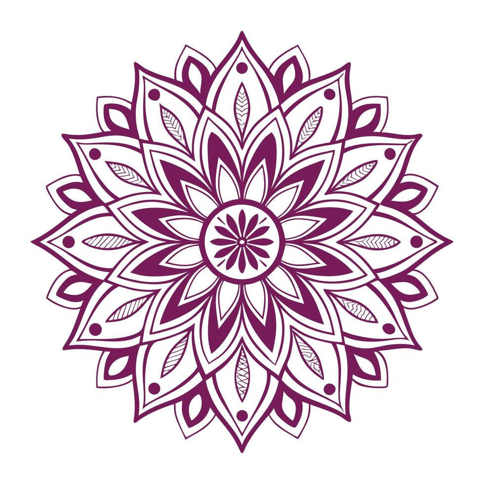 A purple flower design is shown in the center of a circle vector