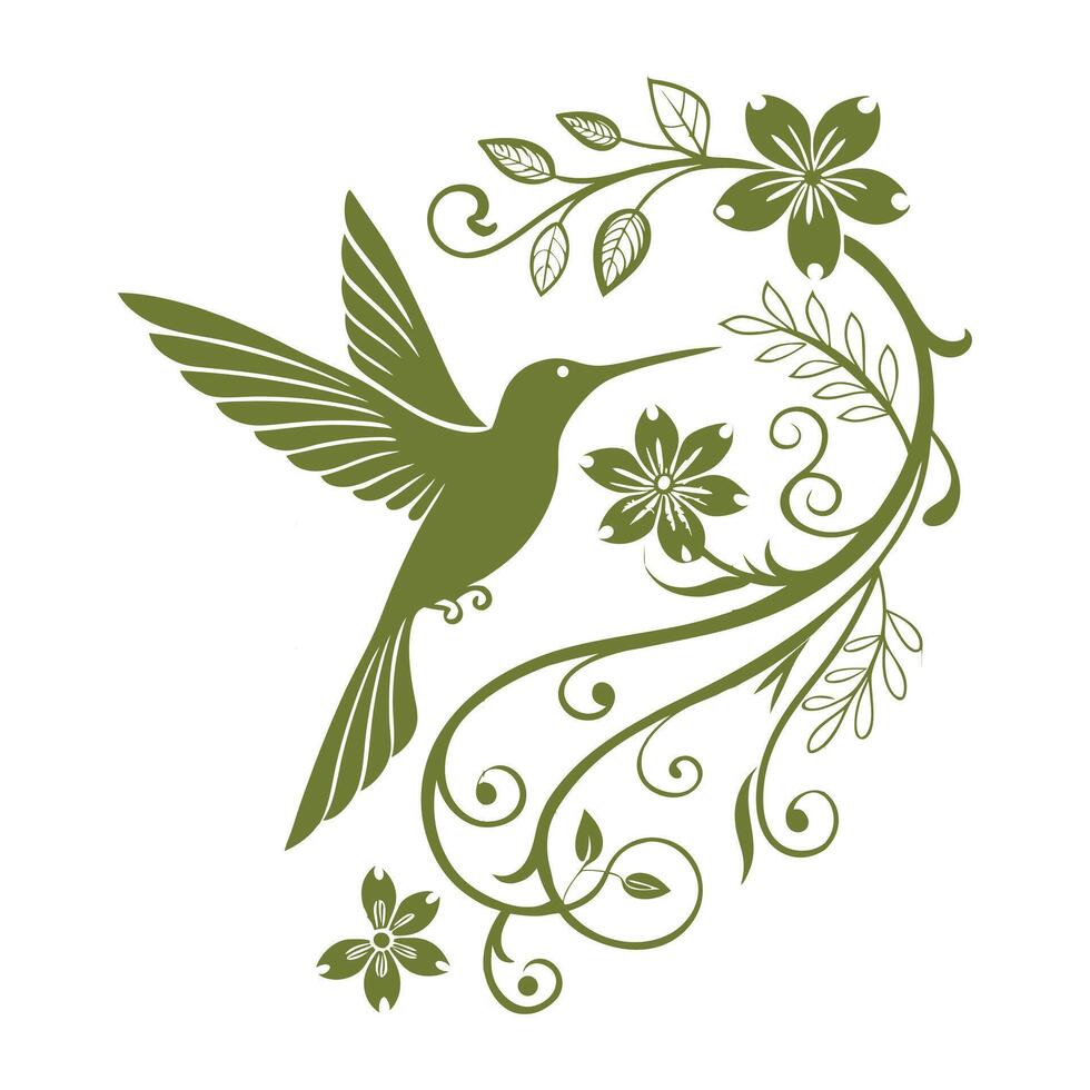 Hummingbird bird flower tropical logo vector