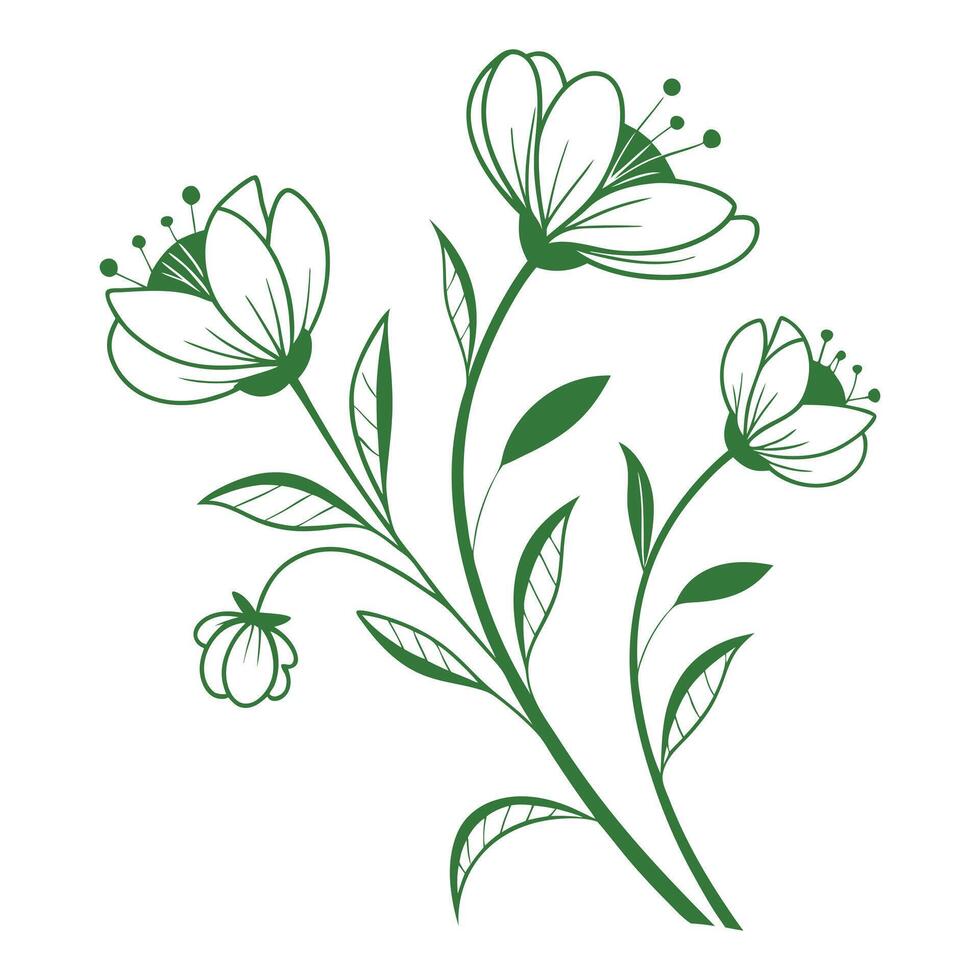 Hand drawn flat design simple flower vector