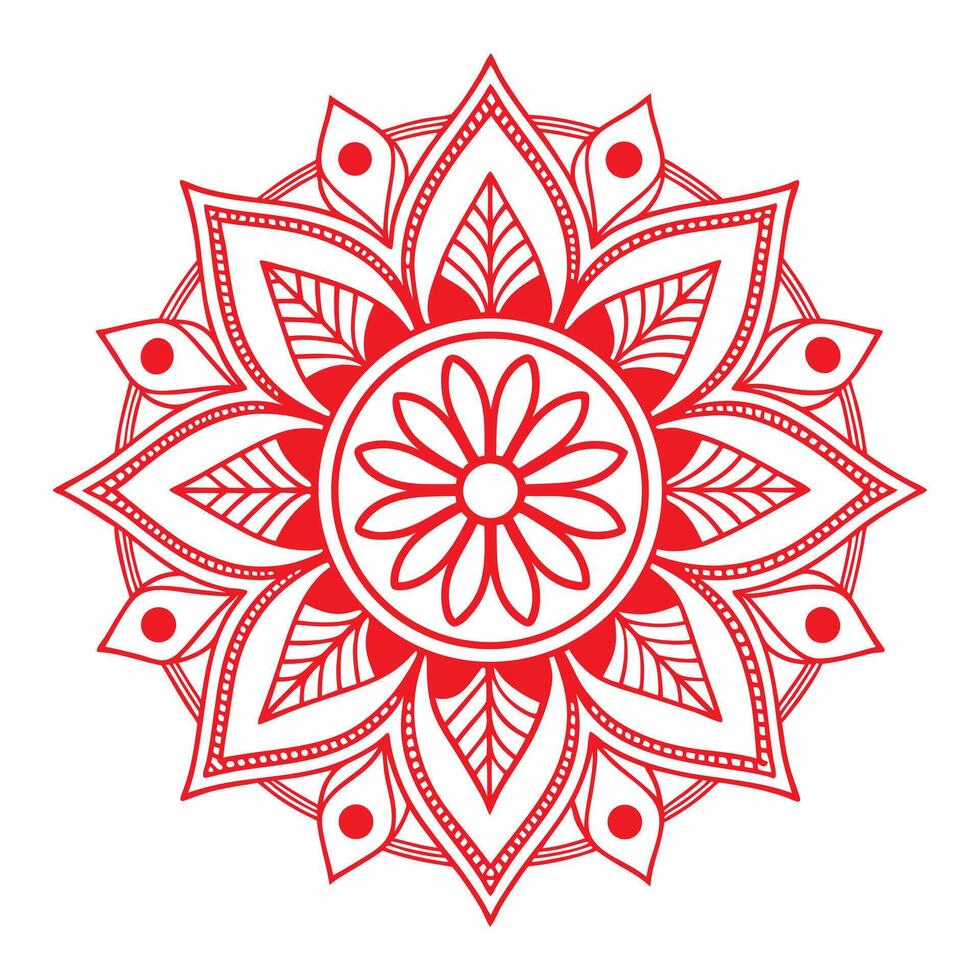 Red and white mandala artwork on a white background vector