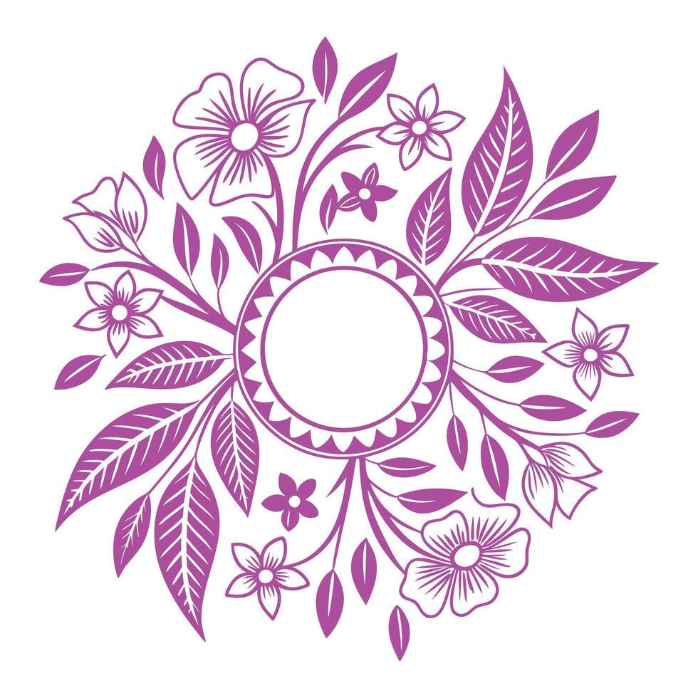 Flower design featuring vibrant purple leaves and blossoms against a neutral background. vector