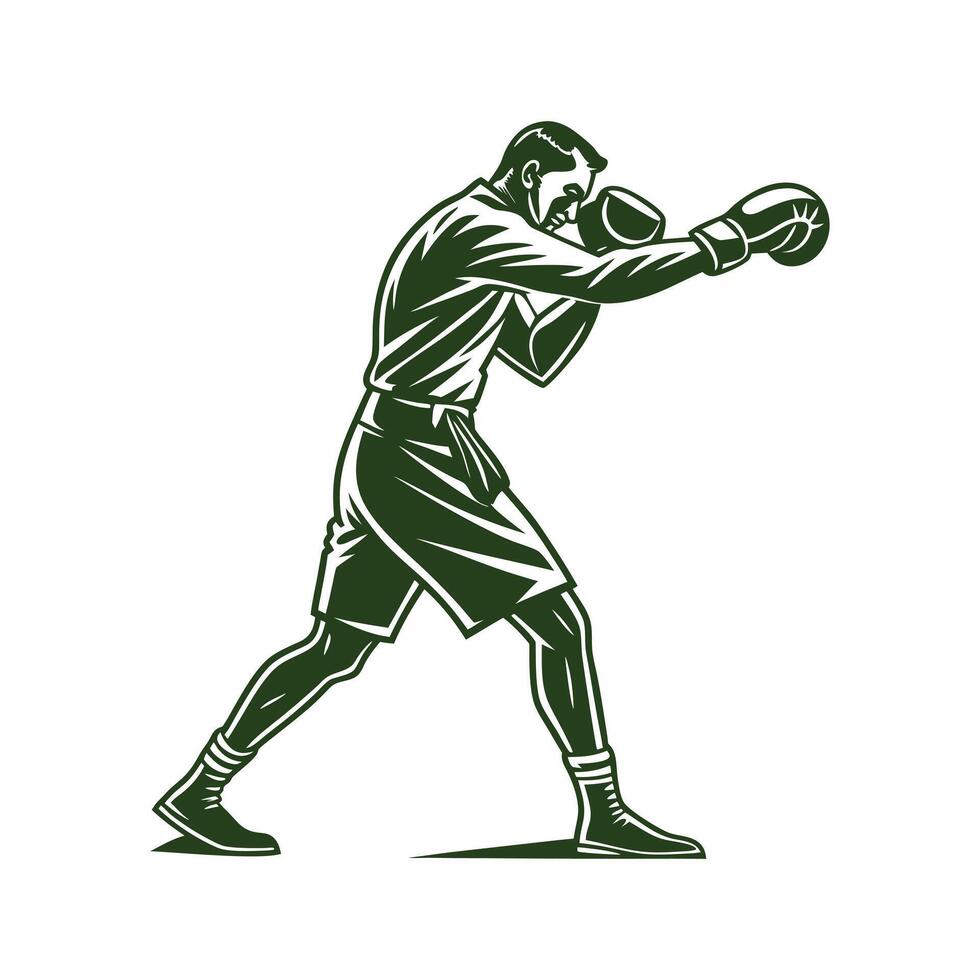 boxer man silhouette shadow shape vector