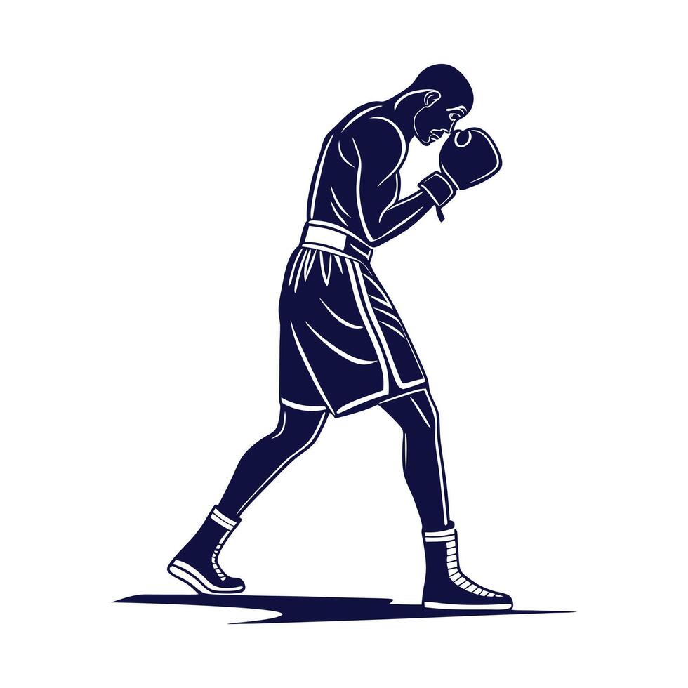 a boxer stand with pose silhouette vector