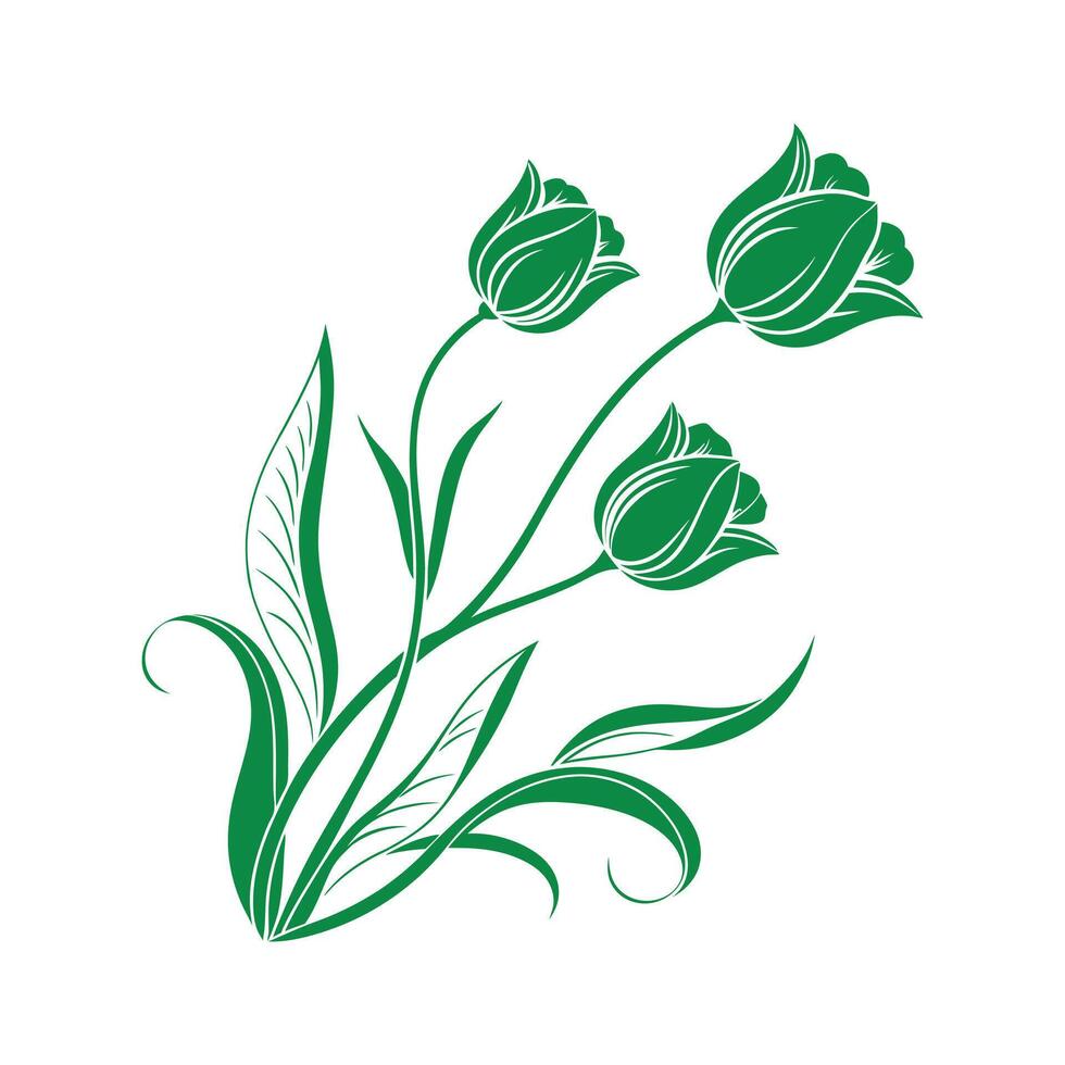 A drawing of flowers with the word tulips on it vector