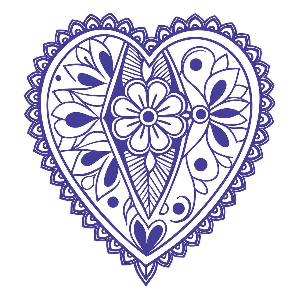 Hand drawn heart shape with mandala pattern ornament vector