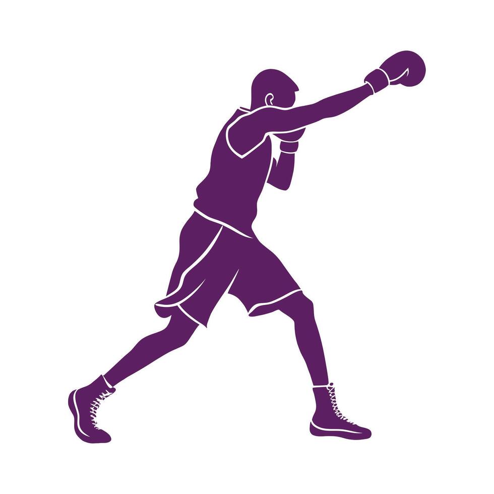 A Boxer Boxing pose silhouette isolated white background vector